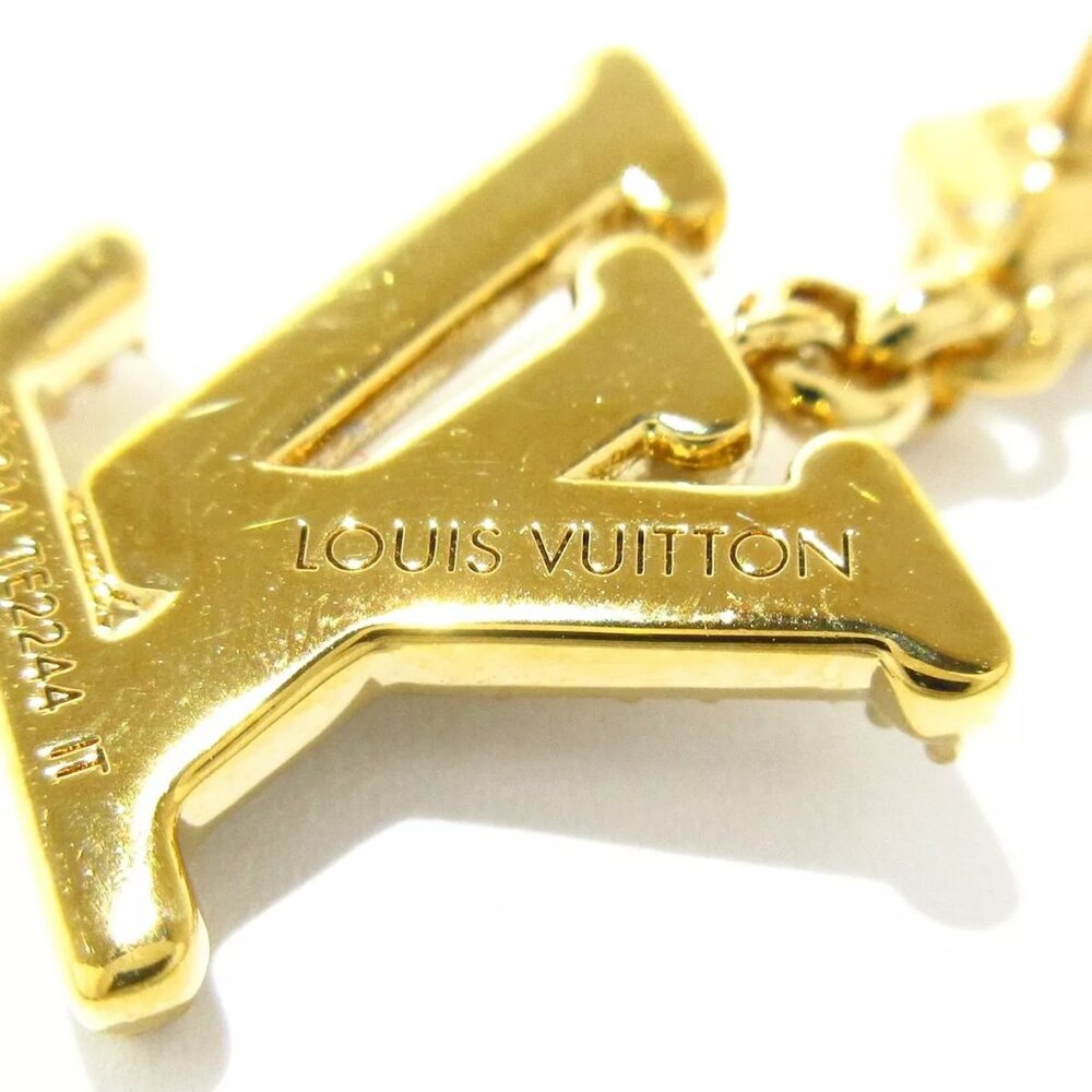 100% Authentic LOUIS VUITTON Pierce Lady LV Gold Earrings Hardware - Picture 5 of 7